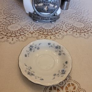 Vintage Johann Haviland Bavaria Germany Blue Garland Silver Rim Saucer Plate EUC